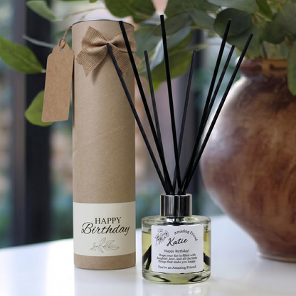 Personalised amazing friend birthday candle and reed diffuser keepsake gift set ready to give - Hideaway Home Fragrances