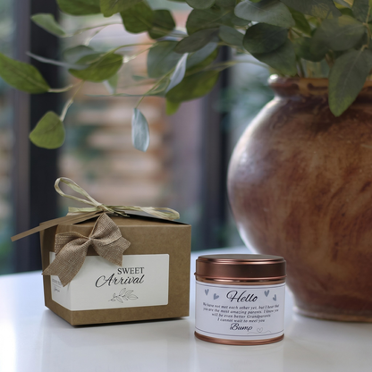 Custom luxury grandparents pregnancy announcement gift box featuring a personalised baby bump reveal Amazing Grandparents Baby Bump Candle & Reed Diffuser by Hideaway Home Fragrances.