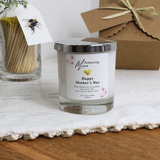 Amazing Mum personalised Mother’s Day candle gift with heartfelt message – Hideaway Home Fragrances