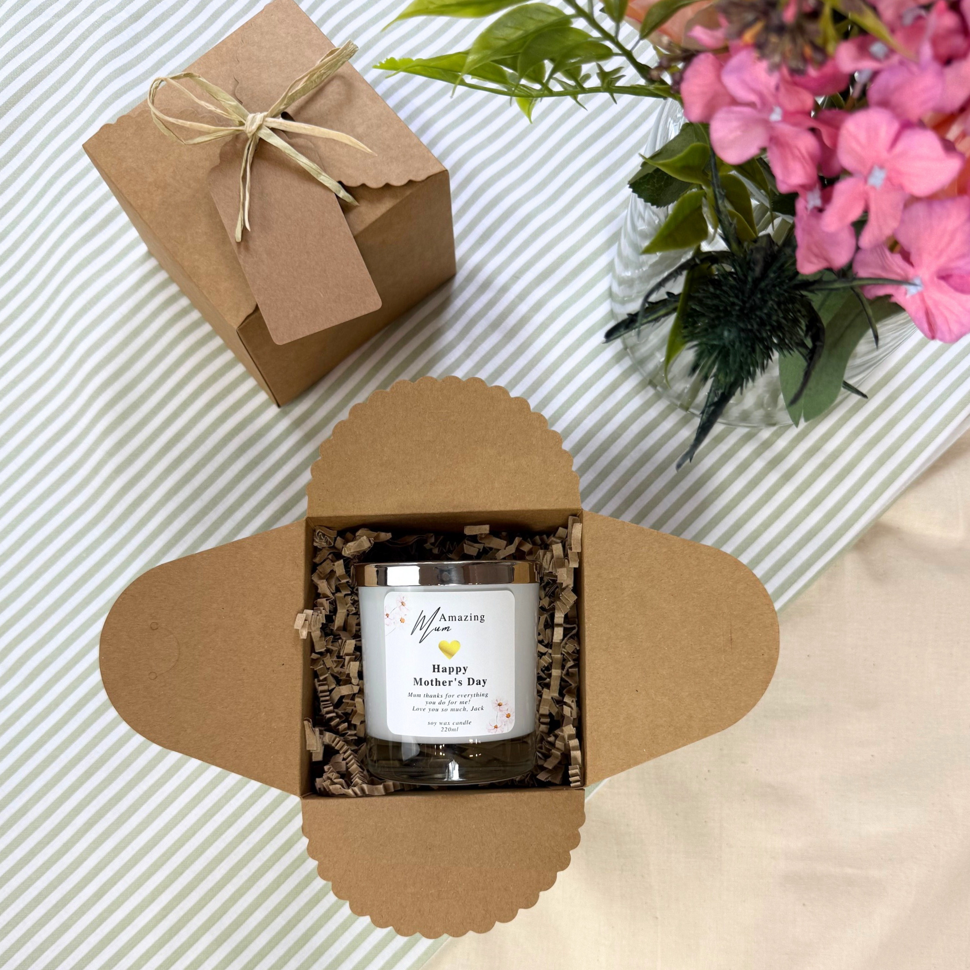 Thoughtful Mother’s Day candle gift for an amazing mum, personalised – Hideaway Home Fragrances
