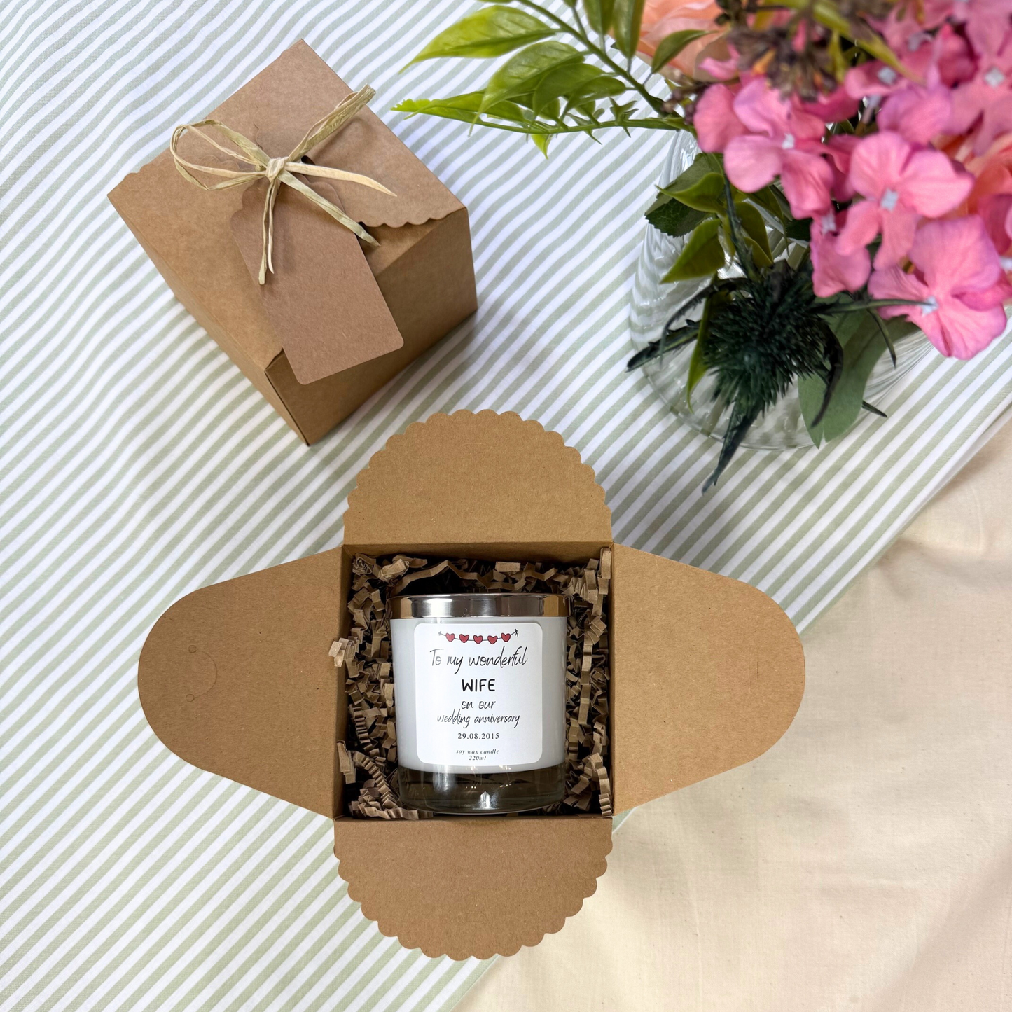 Hand-poured personalised candle with seeded dust cover and refill option - Hideaway Home Fragrances