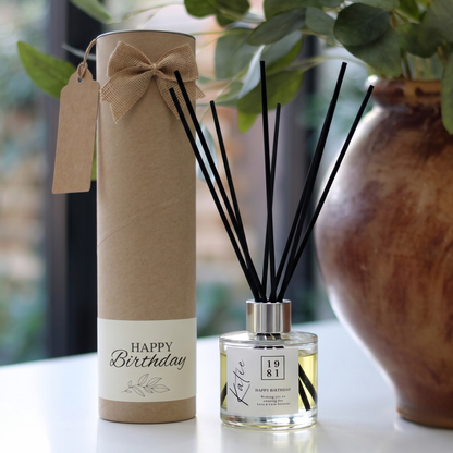 Personalised birthday milestone candle and reed diffuser keepsake gift set ready to give - Hideaway Home Fragrances