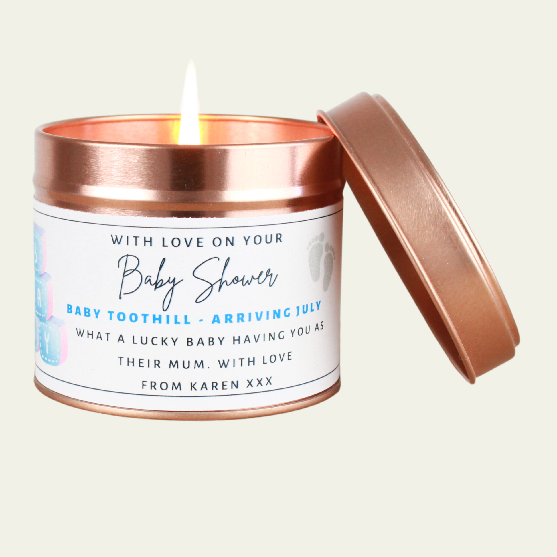 Baby Shower Keepsake Personalised Candle Gift - Hideaway Home Fragrances