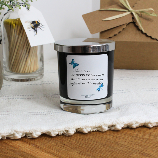Personalised baby loss candle with no footprint too small memorial quote – Hideaway Home Fragrances