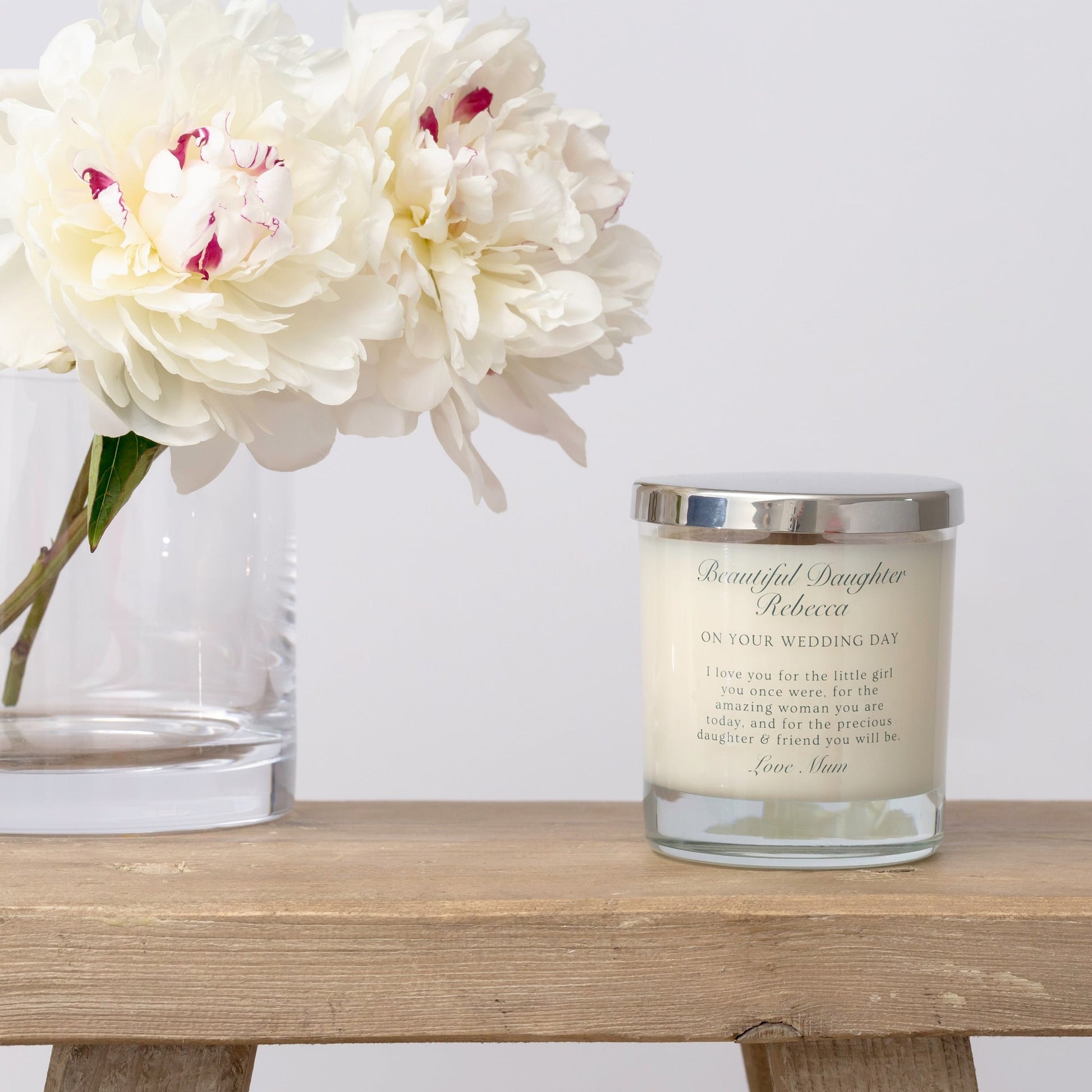 Personalised Beautiful Daughter Wedding Candle Gifts and Favours - Hideaway Home Fragrances