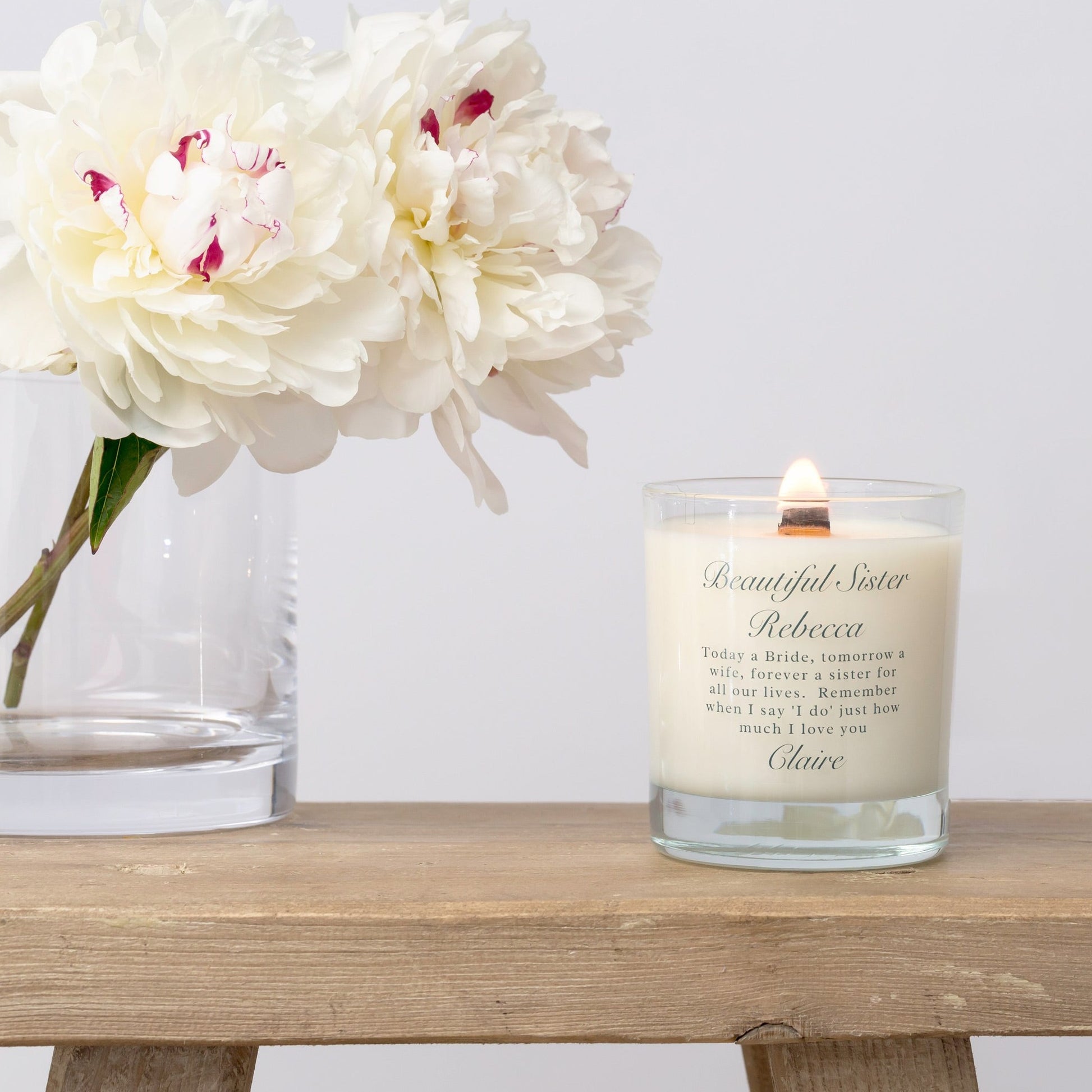 Personalised Beautiful Sister Wedding Candle Gifts and Favours - Hideaway Home Fragrances
