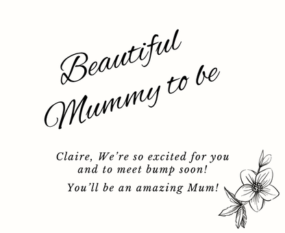 Luxury personalized expectant mother pamper gift set with a sentimental pregnancy celebration candle and reed diffuser, elegantly boxed by Hideaway Home Fragrances.