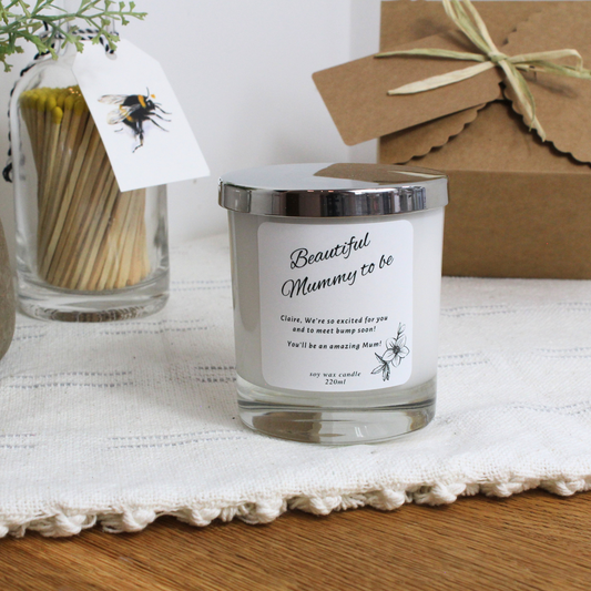 Beautiful Mummy-to-Be personalised candle gift with heartfelt message – Hideaway Home Fragrances