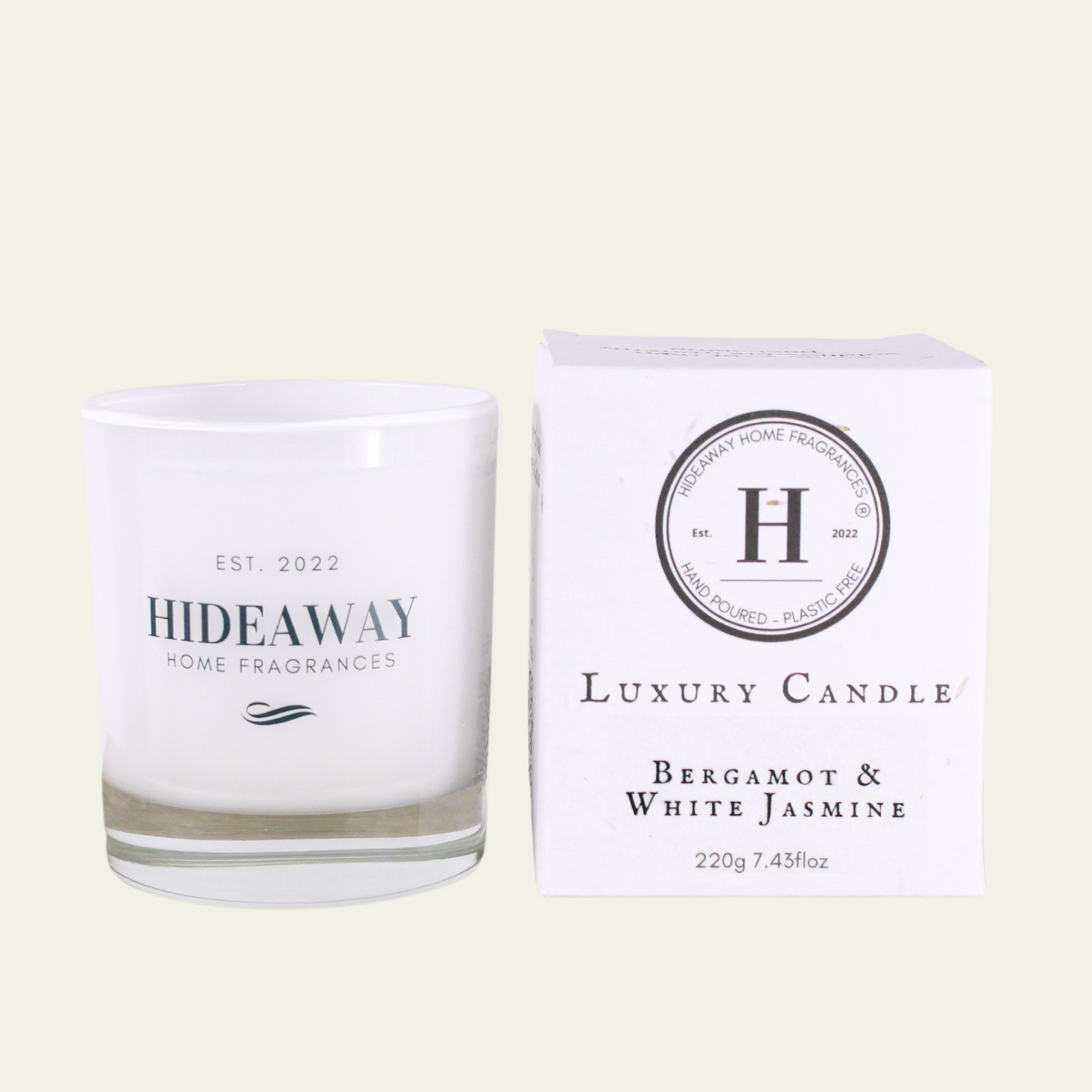 Bergamot & White Jasmine Luxury Candle -  Hideaway Home Fragrances