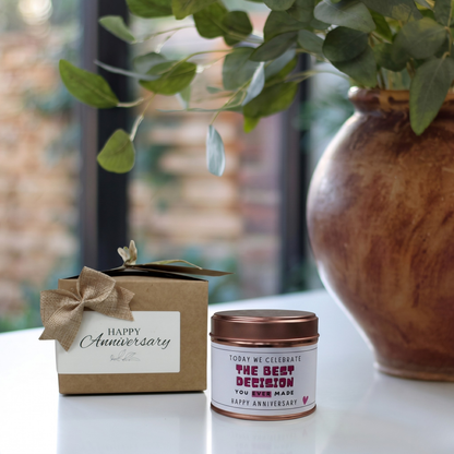 Humorous custom wedding anniversary candle gift for husband or wife - Hideaway Home Fragrances