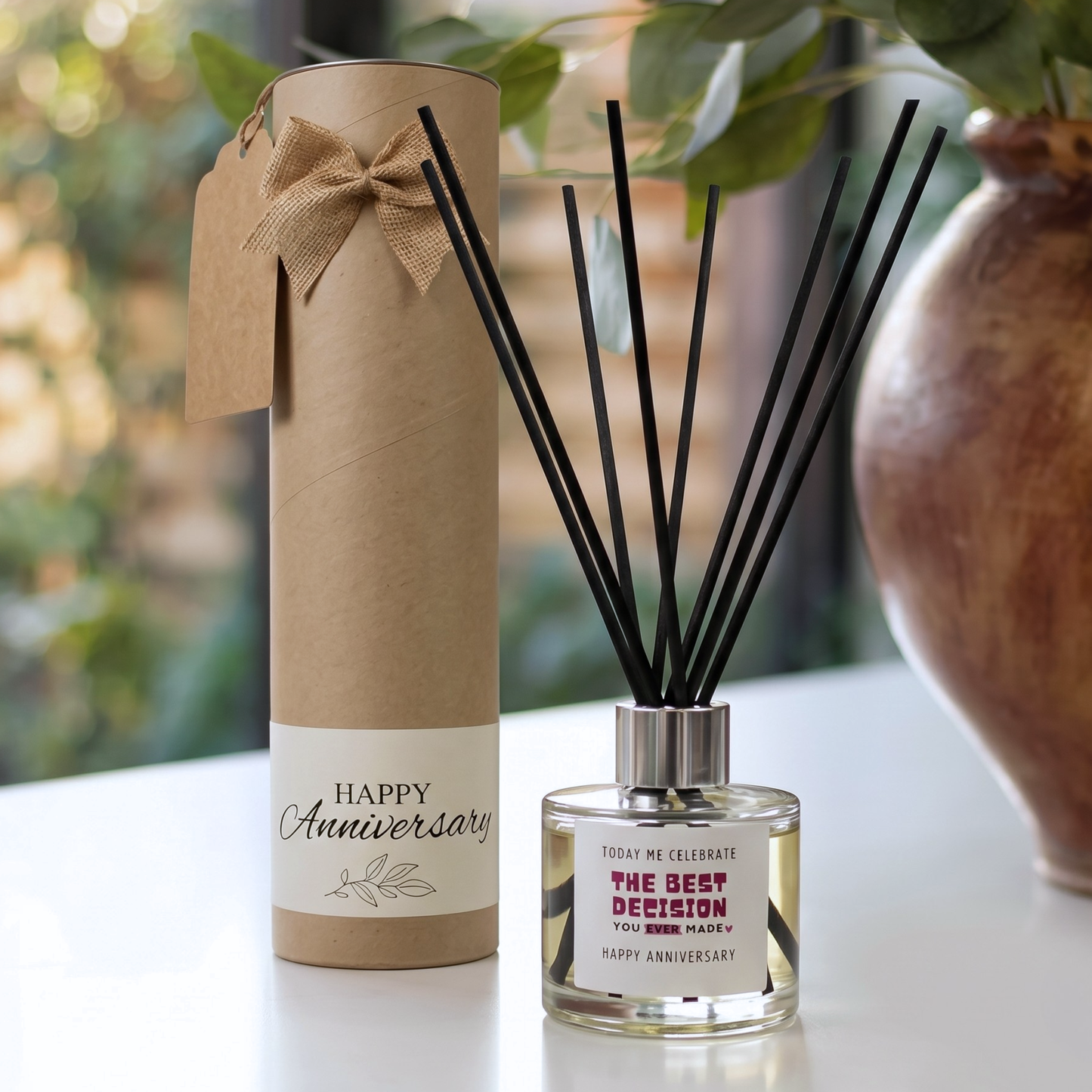 Funny best decision anniversary candle and reed diffuser keepsake gift set ready to give - Hideaway Home Fragrances