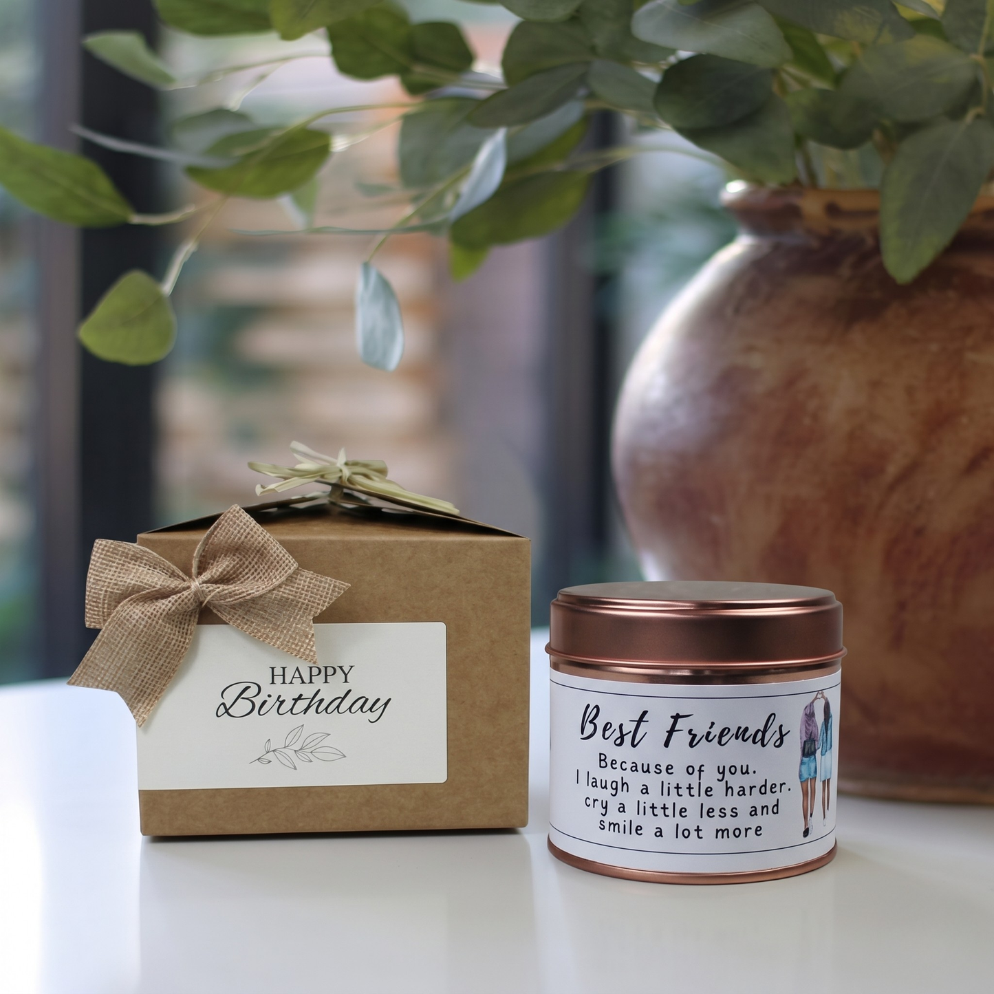 Custom bestie birthday candle gift with personalized special friendship message - Hideaway Home Fragrances