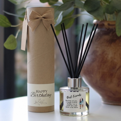 Personalised best friends candle and reed diffuser keepsake gift set ready to give - Hideaway Home Fragrances