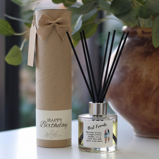 Personalised best friends candle and reed diffuser keepsake gift set ready to give - Hideaway Home Fragrances