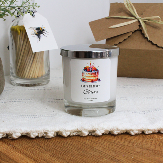 Personalised birthday candle with custom name – Hideaway Home Fragrances