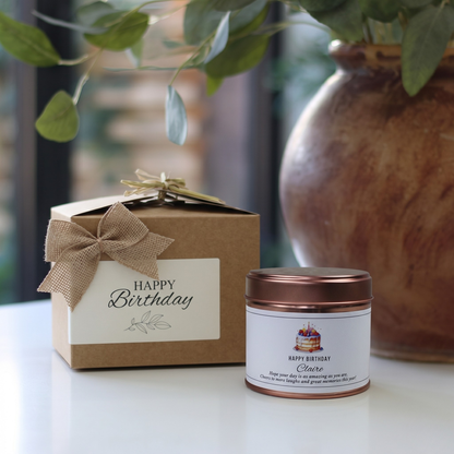 Custom birthday cake design candle gift with personalized name and special milestone age - Hideaway Home Fragrances