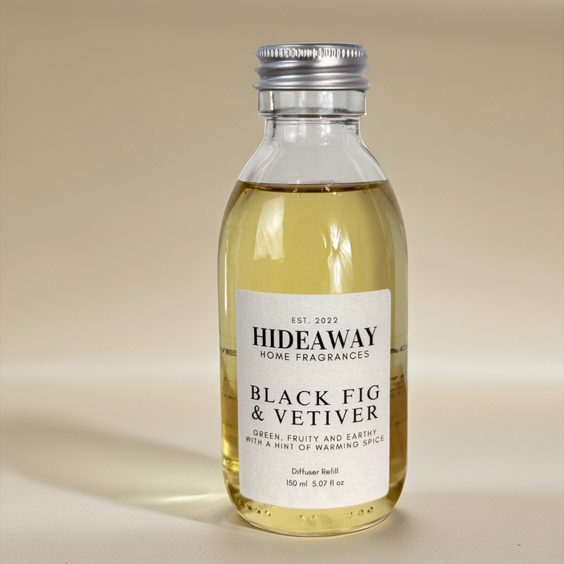 Black Fig & Vetiver reed diffuser refill with fig, citrus, and earthy vetiver – rich and grounding home fragrance – Hideaway Home Fragrances