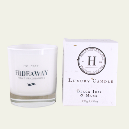 Black Iris & Musk Luxury Candle - Hideaway Home Fragrances
