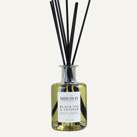 Black Fig and Vetiver Reed Diffuser – Rich Sophisticated Grounding Home Fragrance with Juicy Fig and Vetiver | Hideaway Home Fragrances