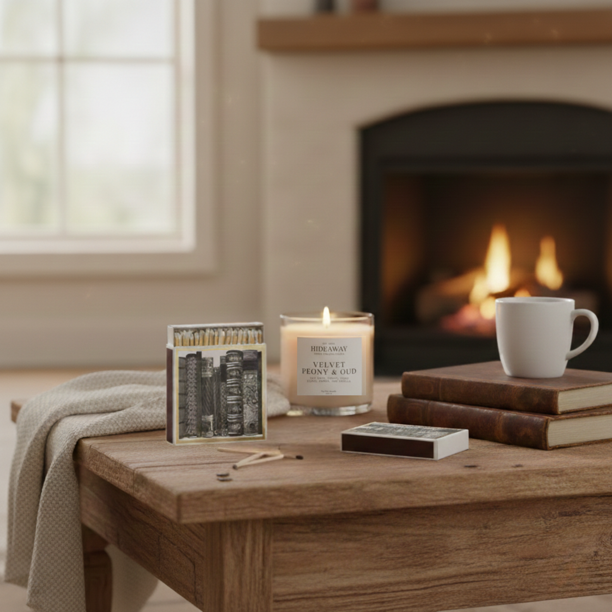 Library Luxury decorative matchbox with antique book spine design