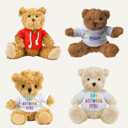 Plush teddy bear soft and cuddly companion, customisable with logo or design for gifting and branding