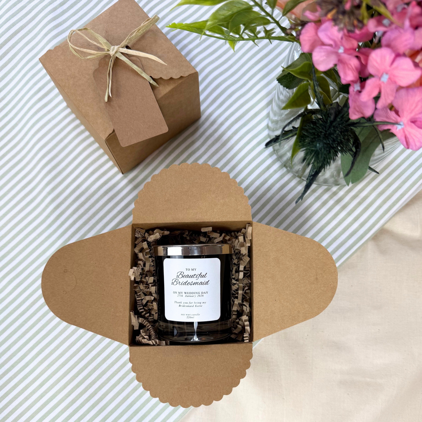 Elegant Personalised Candle for Bridesmaid Appreciation – Hideaway Home Fragrances