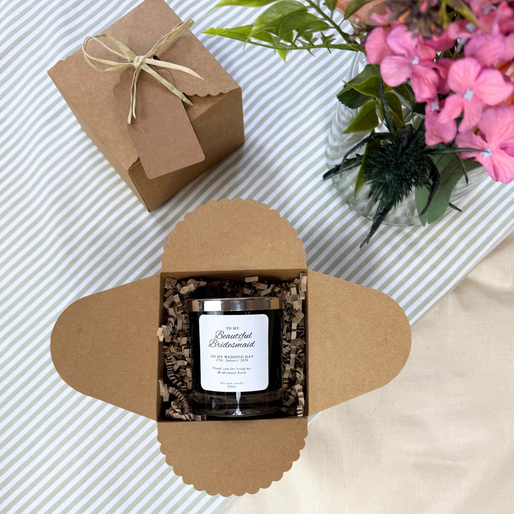 Elegant Personalised Candle for Bridesmaid Appreciation – Hideaway Home Fragrances