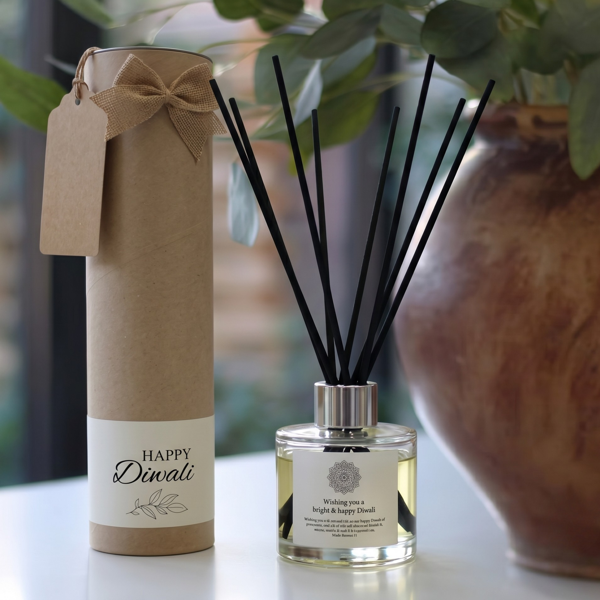 Bright and happy diwali candle and reed diffuser keepsake gift set ready to give - Hideaway Home Fragrances