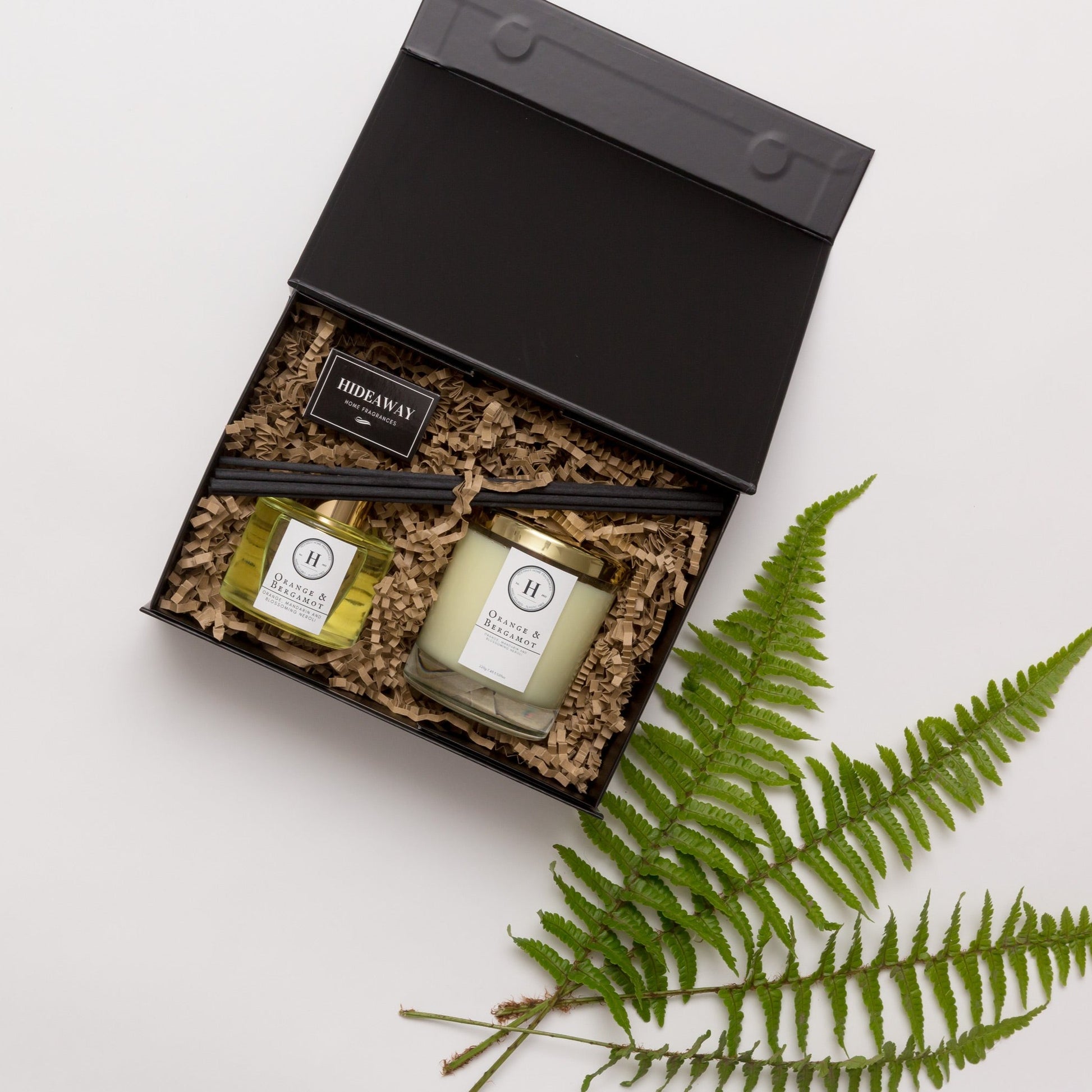 Candle & Diffuser Sustainable Luxury Gift Box - Gold - Hideaway Home Fragrances