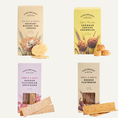 Cartwright & Butler gourmet flatbreads, artisanal crisp breads, the perfect luxury accompaniment for cheese and dips