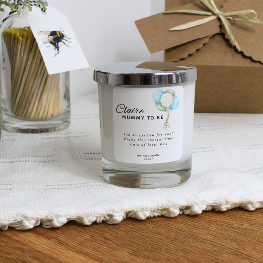 Celebrating Mummy to Be personalised candle gift for expecting mother – Hideaway Home Fragrances