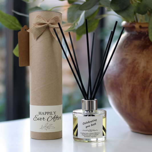 Celebrating you both engagement candle and reed diffuser keepsake gift set ready to give - Hideaway Home Fragrances