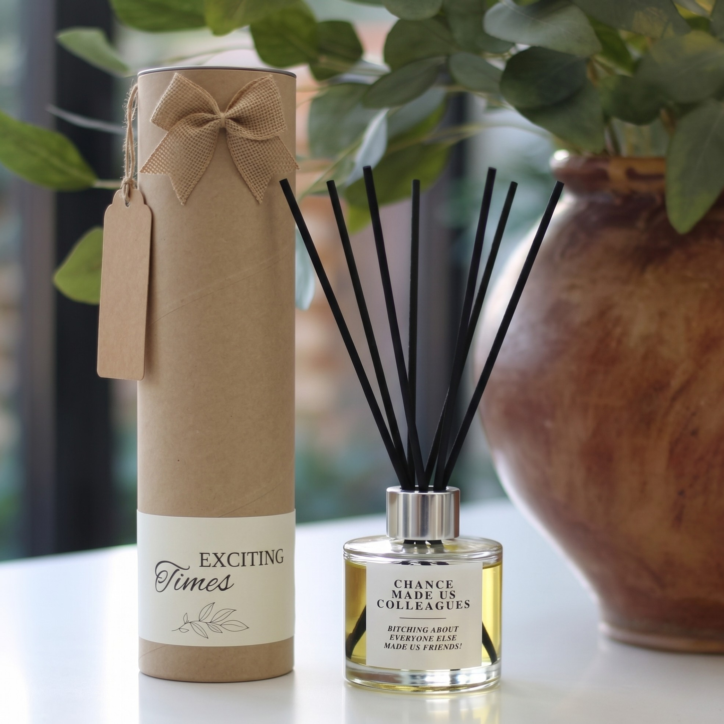 Personalised "Chance Made Us Colleagues" sentimental quote candle and luxury reed diffuser keepsake gift set, beautifully packaged and ready to gift by Hideaway Home Fragrances.