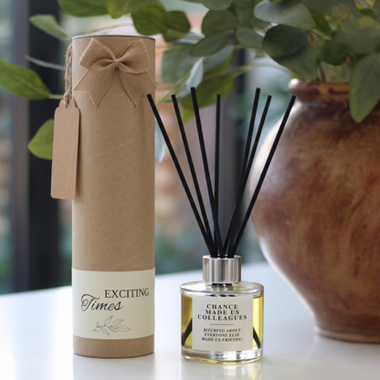 Personalised "Chance Made Us Colleagues" sentimental quote candle and luxury reed diffuser keepsake gift set, beautifully packaged and ready to gift by Hideaway Home Fragrances.
