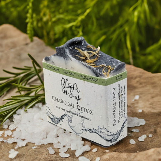 Charcoal Detox Salt Bar for deep cleanse and exfoliation - Hideaway Home Fragrance