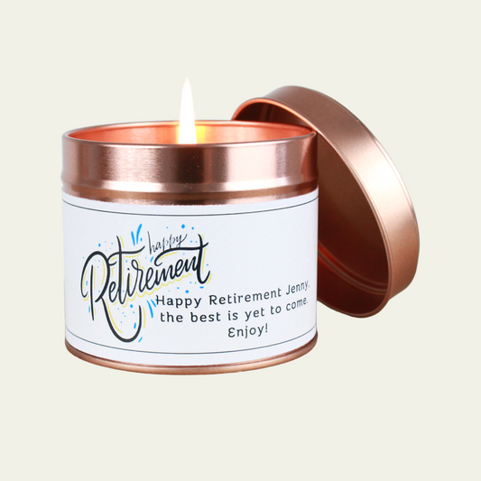 Charming Personalised Retirement Candle Gift - Hideaway Home Fragrances