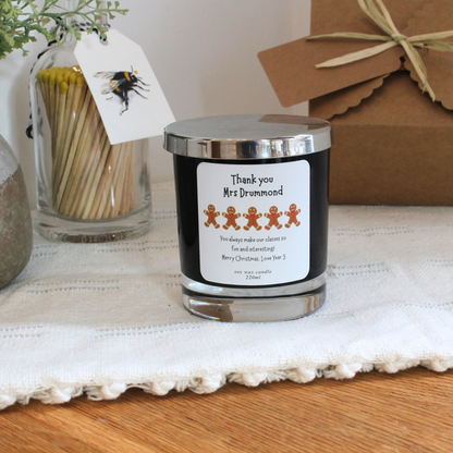 Luxury hand-poured festive candle to say thank you to a teacher – Hideaway Home Fragrances