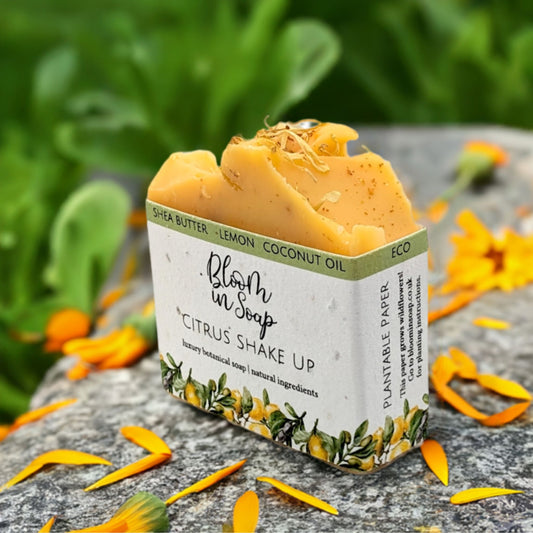 Handcrafted citrus soap bar with nourishing oils and lemon zest - Hideaway Home Fragrances