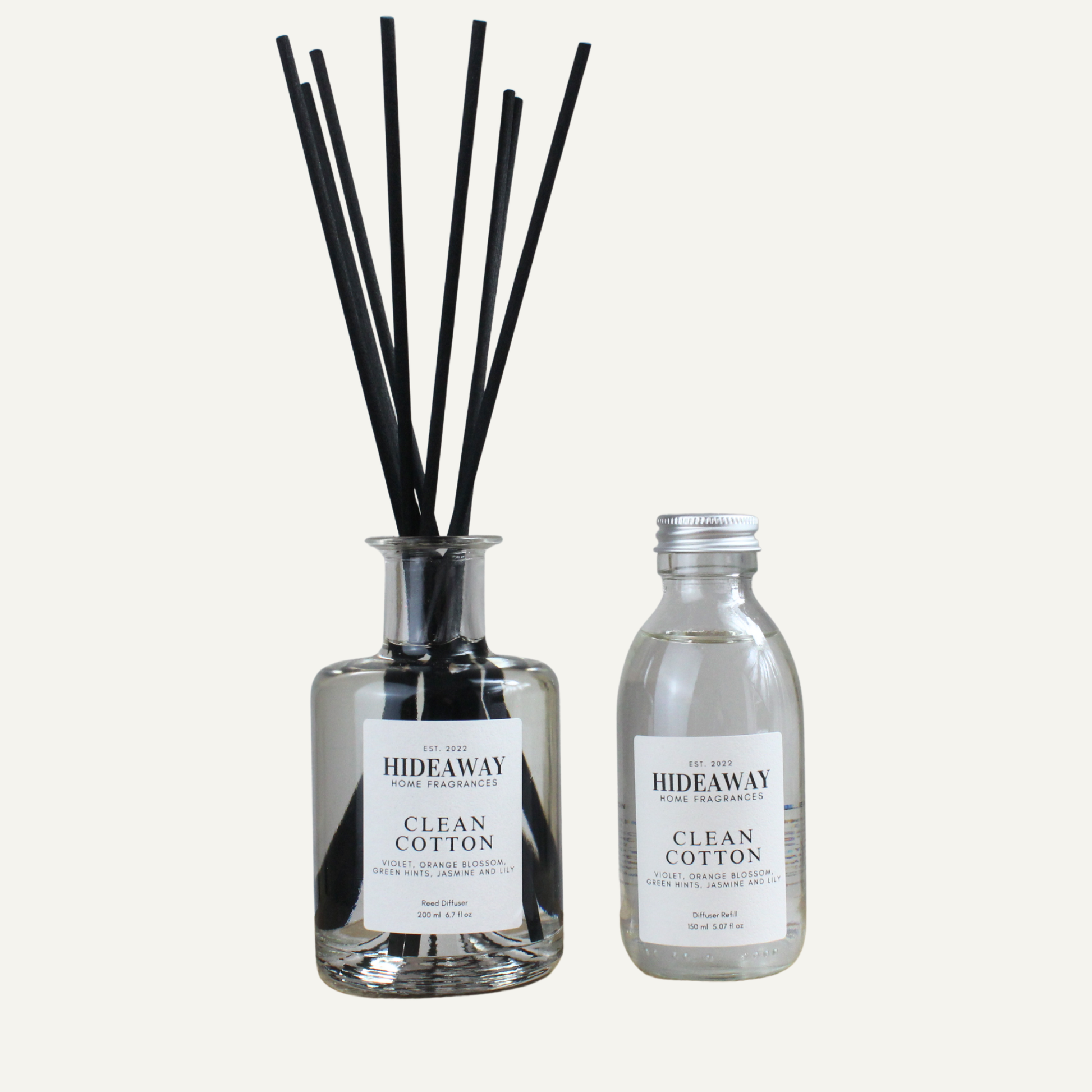 Clean Breezy Uplifting Reed Diffuser Refill – Clean Cotton Blend with Orange, Eucalyptus, and Floral Notes | Hideaway Home Fragrances