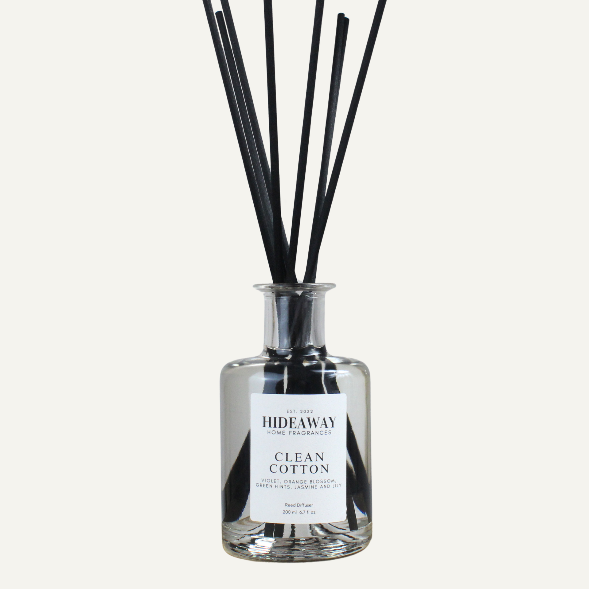Clean Cotton Reed Diffuser – Clean Breezy Uplifting Home Fragrance with Fresh Linen and White Musk | Hideaway Home Fragrances