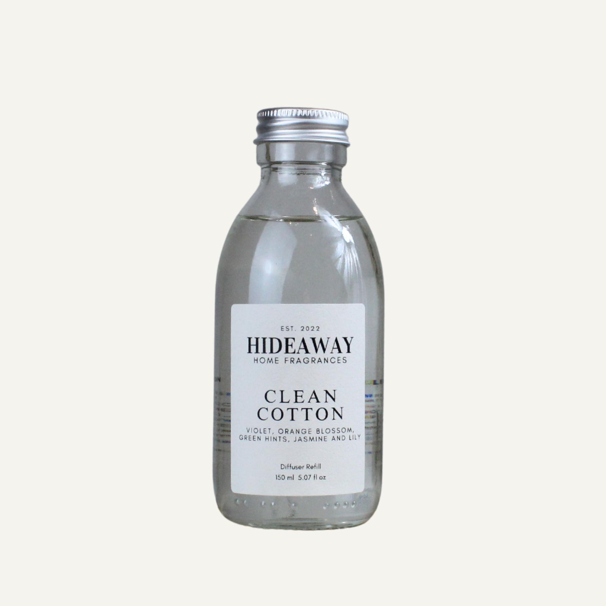 Luxury Clean Cotton Diffuser Refill – Clean Breezy Uplifting Aroma with Jasmine, Mimosa, and Powdery Musk | Hideaway Home Fragrances