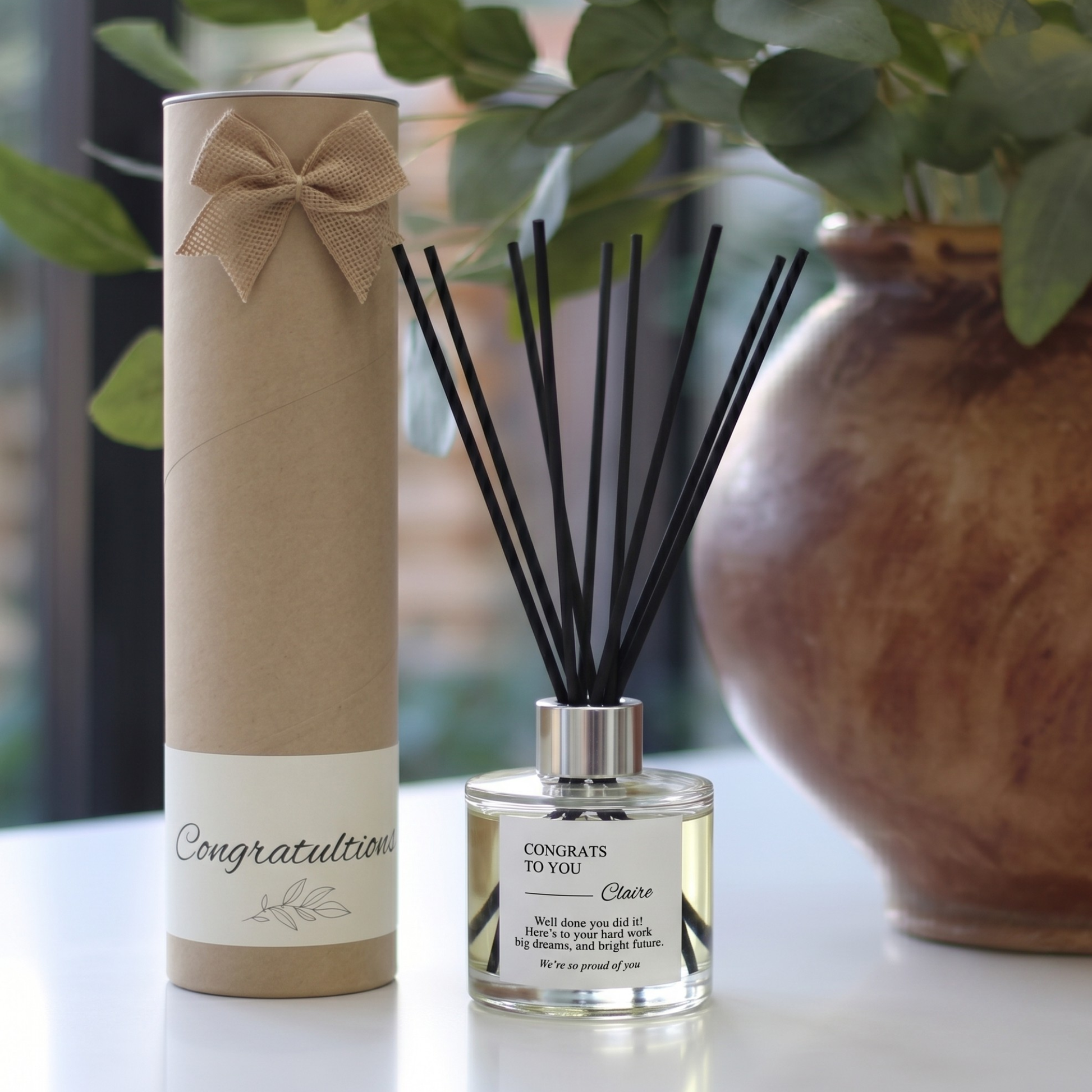 Personalised congrats to you candle and reed diffuser keepsake gift set ready to give - Hideaway Home Fragrances