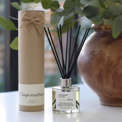 Personalised congrats to you candle and reed diffuser keepsake gift set ready to give - Hideaway Home Fragrances