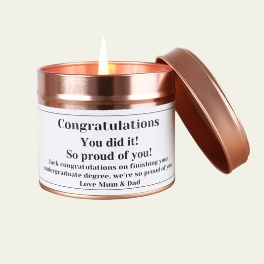 Congratulations Personalised Gift You Did It Candle - Hideaway Home Fragrances