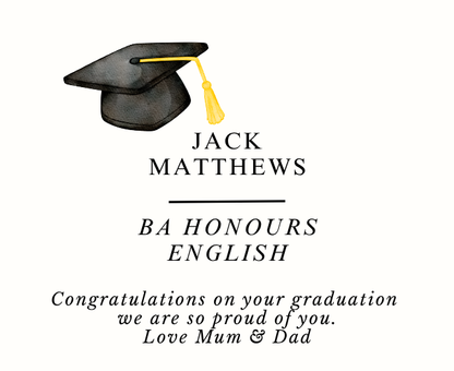 Close up of degree graduation personalised luxury reed diffuser elegant college scholar celebration gift - Hideaway Home Fragrances