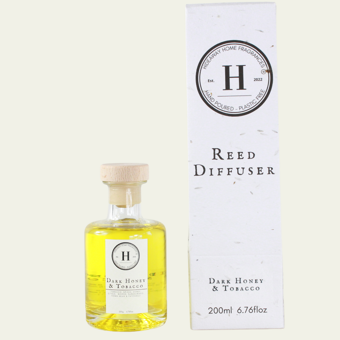 200ml Dark Honey & Tobacco Reed Diffuser - Hideaway Home Fragrances