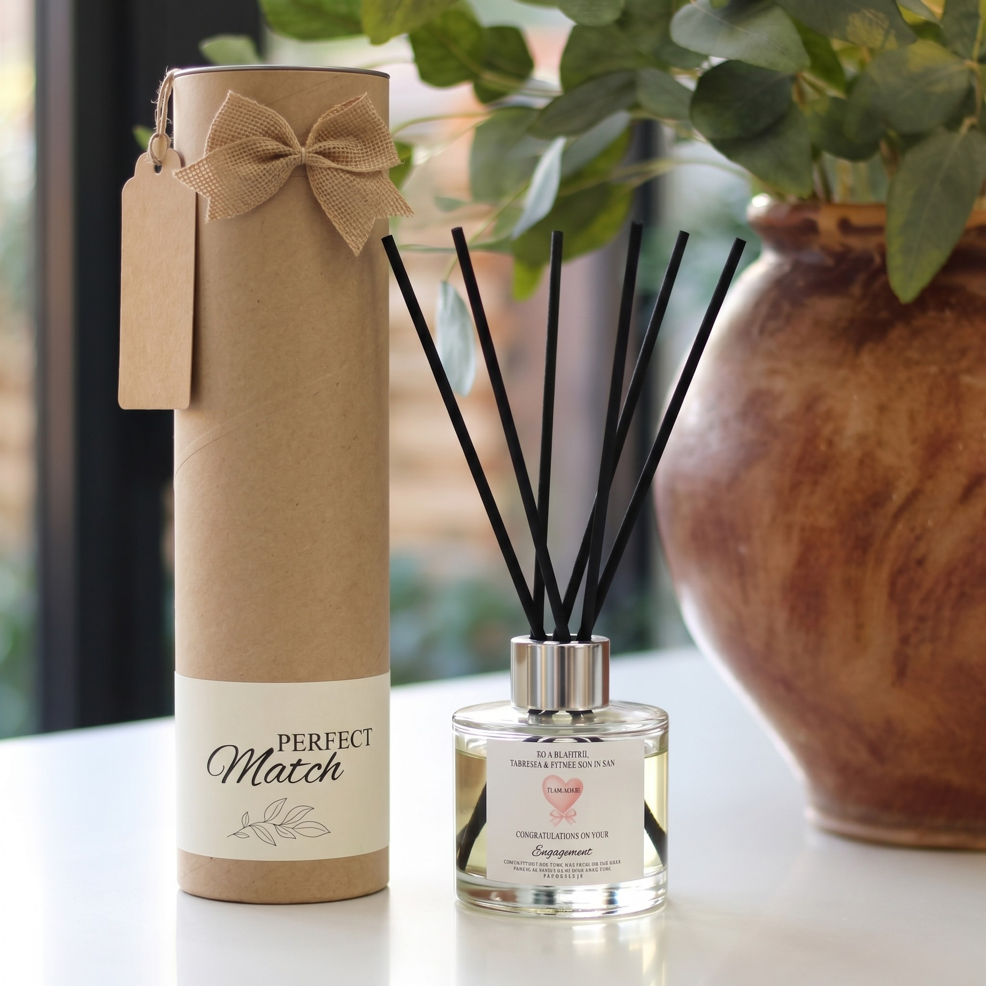Daughter and son-in-law engagement candle and reed diffuser keepsake gift set ready to give - Hideaway Home Fragrances