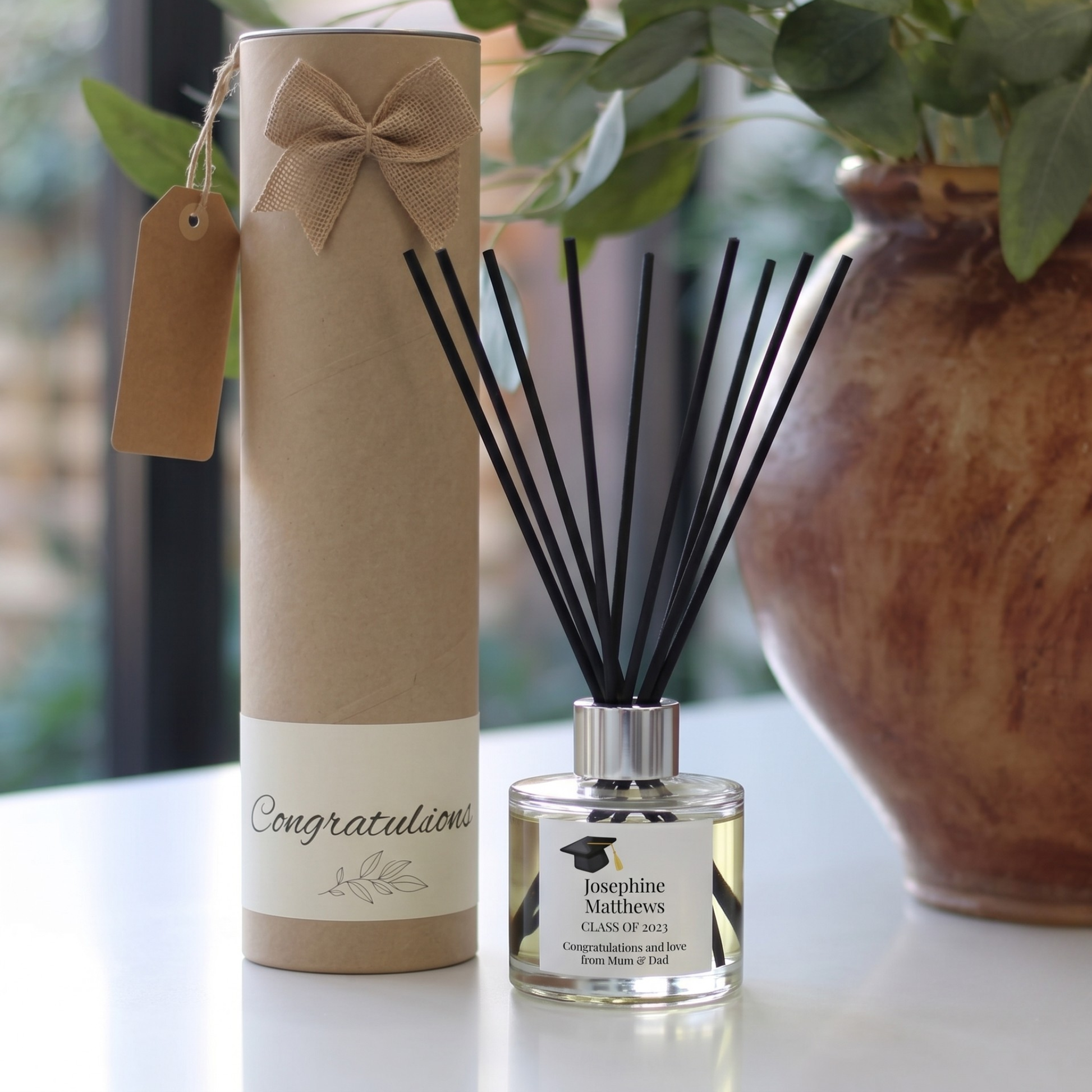 Degree graduation personalised candle and reed diffuser keepsake gift set ready to give - Hideaway Home Fragrances