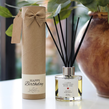 Doing life with you birthday candle and reed diffuser keepsake gift set ready to give - Hideaway Home Fragrances