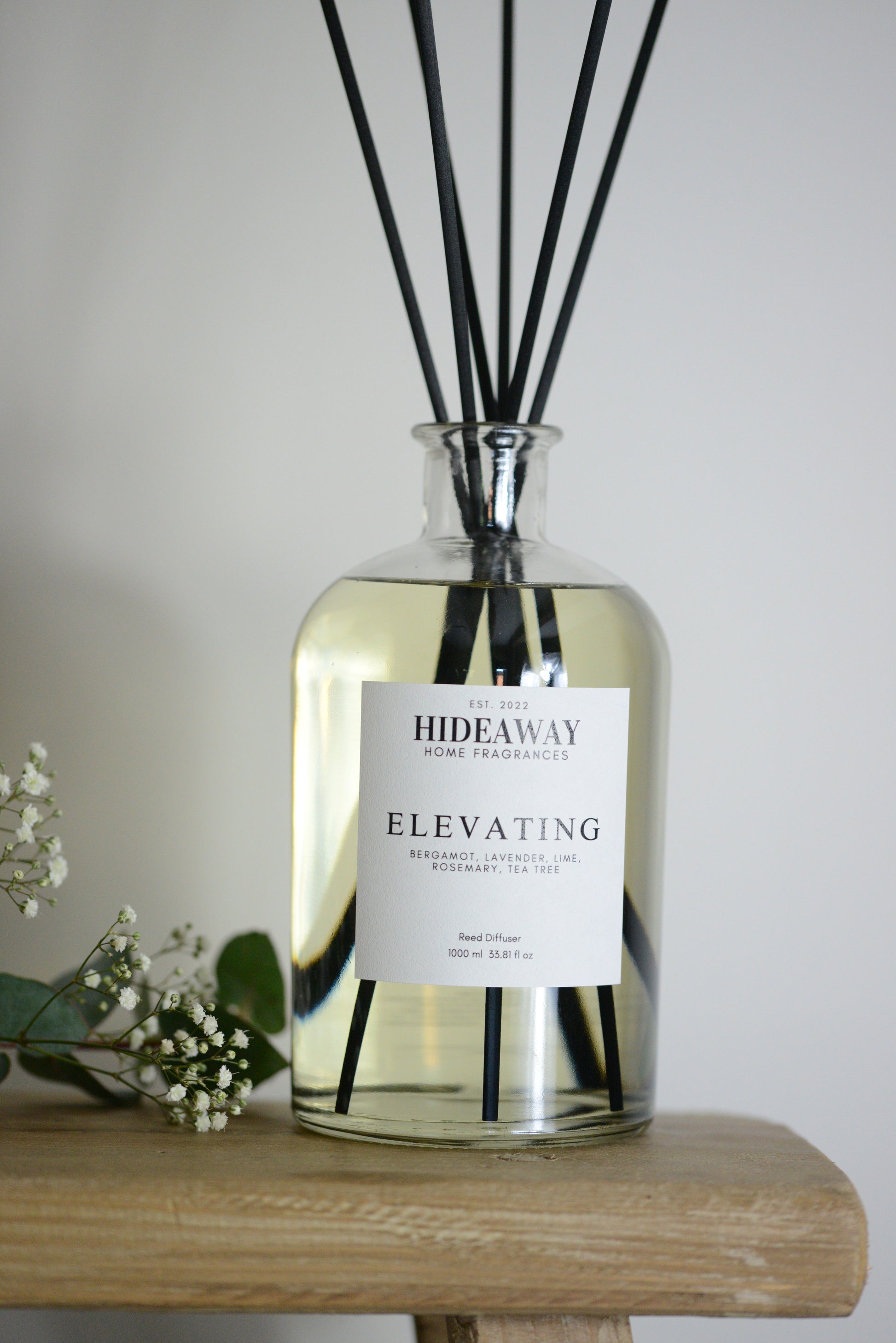 Large Elevating Reed Diffuser for an uplifting, refreshing scent - Hideaway Home Fragrances